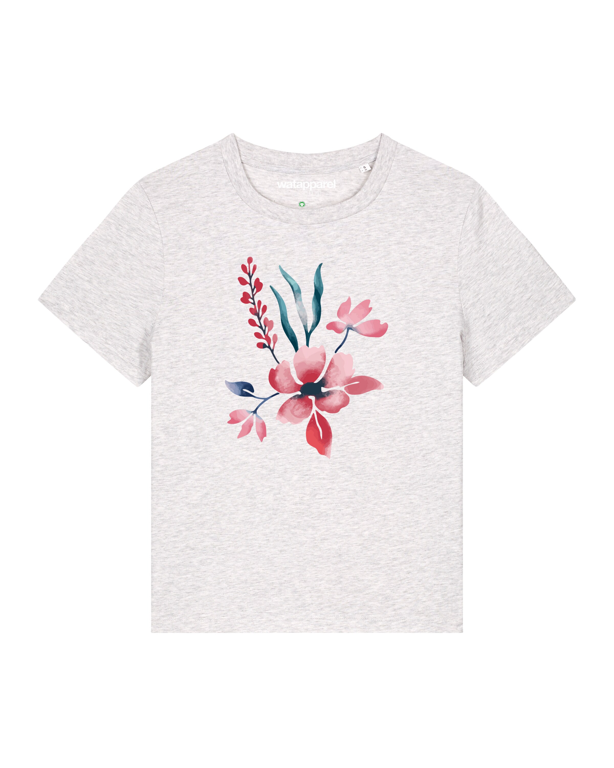 Watapparel Shirt ' Blume in Wasserfarbe' in Wit: voorkant