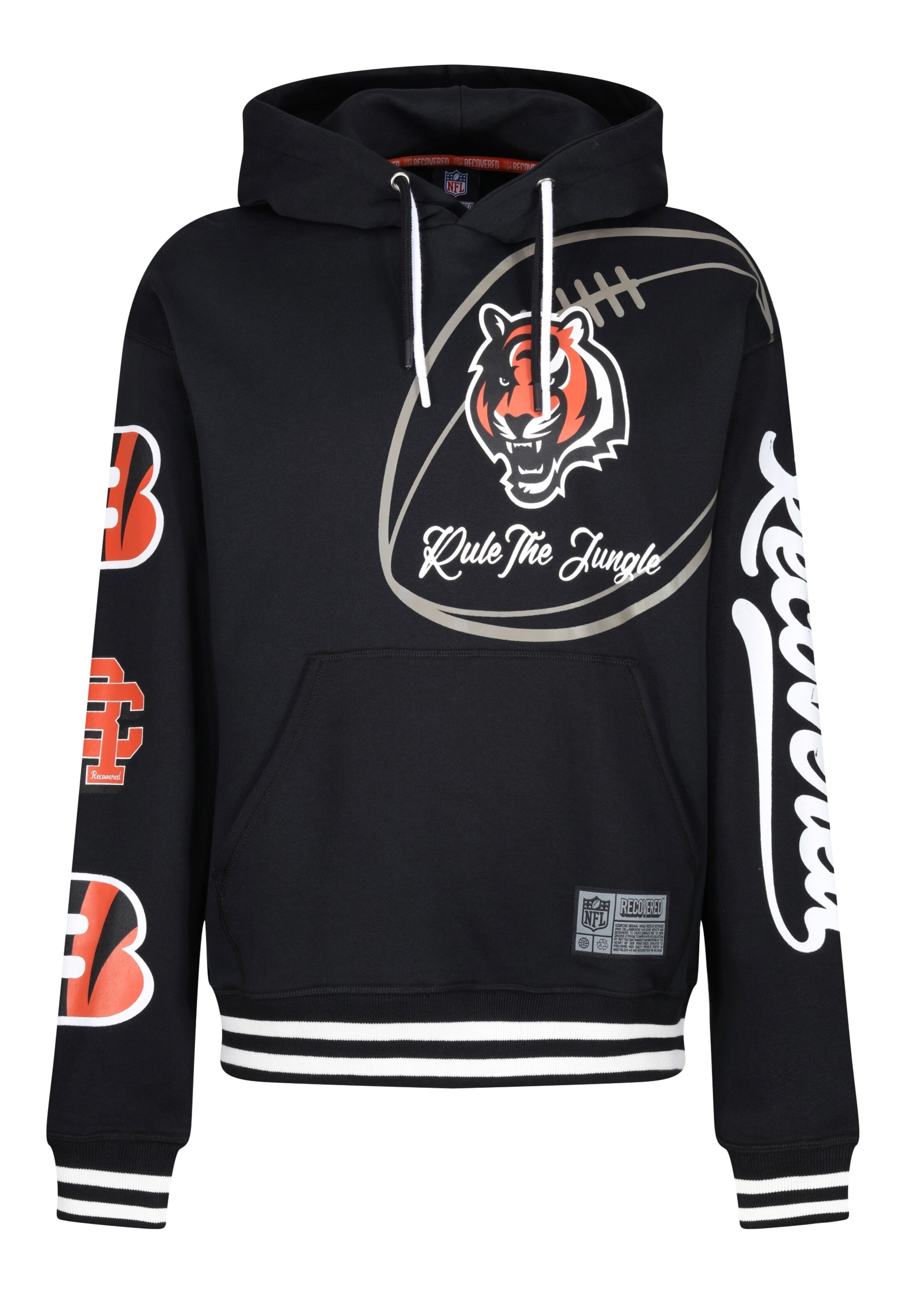 Recovered Sweatshirt 'NFL Bengals Rule The Jungle' in Black: front