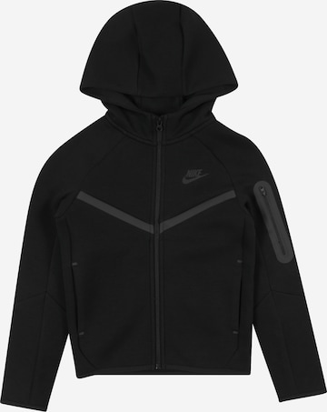 Nike Sportswear Jopa na zadrgo 'TCH FLC' | črna barva: sprednja stran