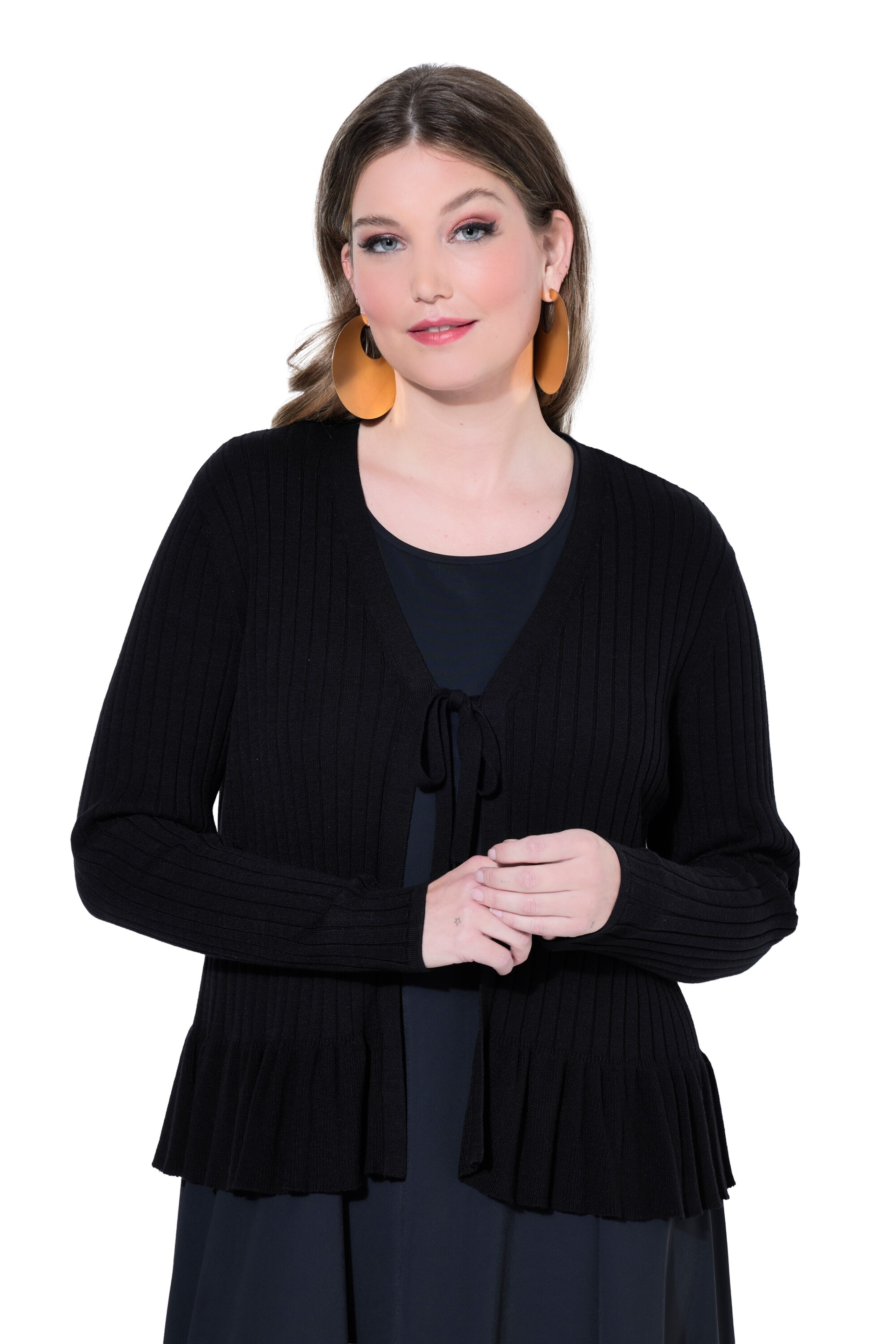 MIAMODA Knit cardigan in Black: front
