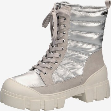 CAPRICE Lace-Up Ankle Boots in Silver: front