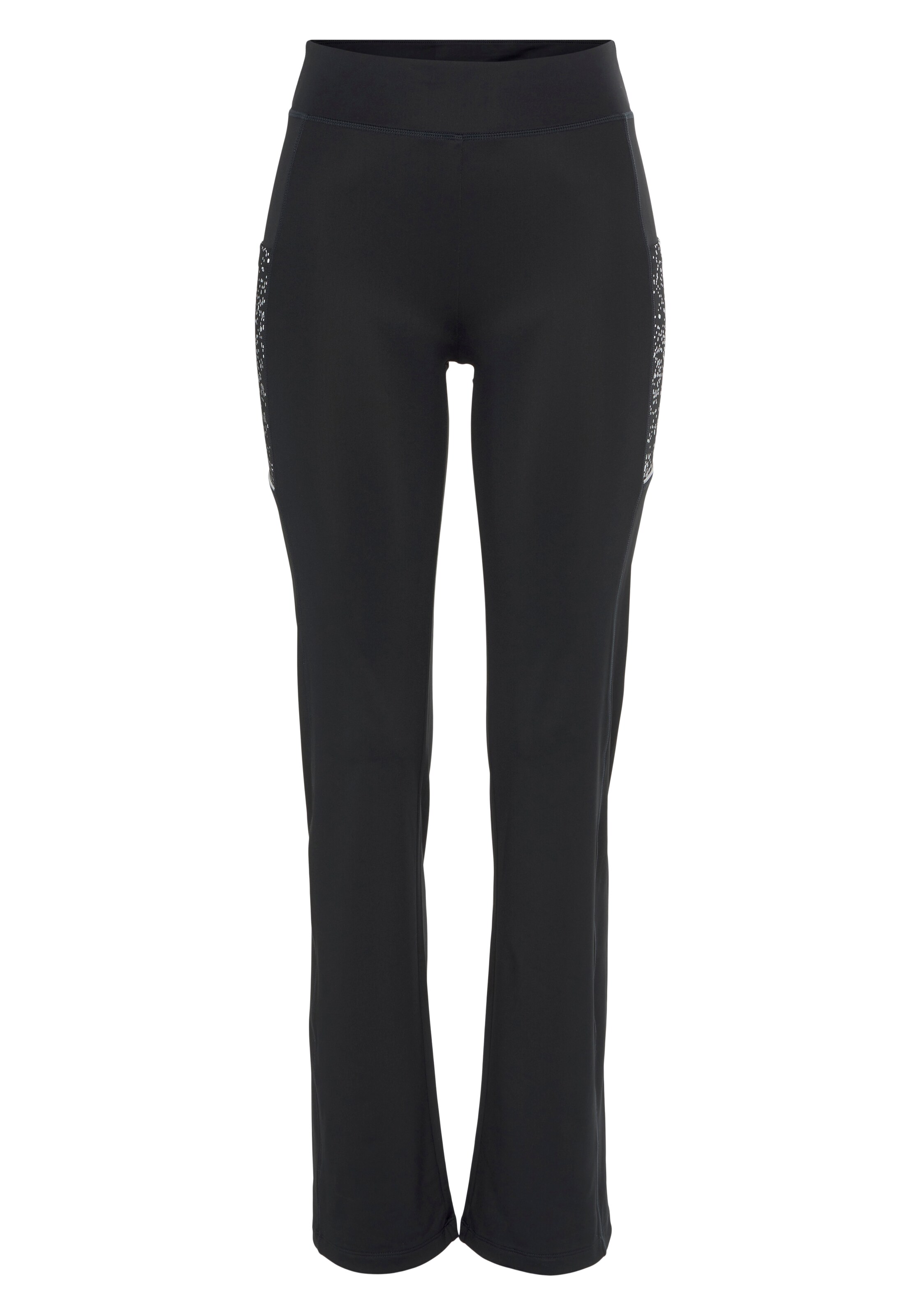 LASCANA ACTIVE Flared Workout Pants in Black: front
