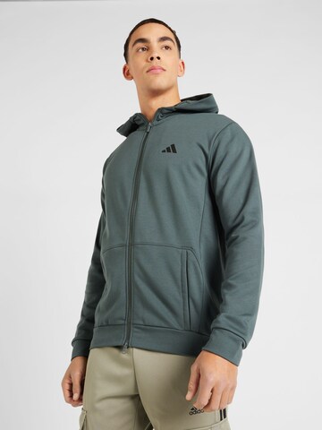 ADIDAS PERFORMANCE Athletic Zip-Up Hoodie in Grey: front