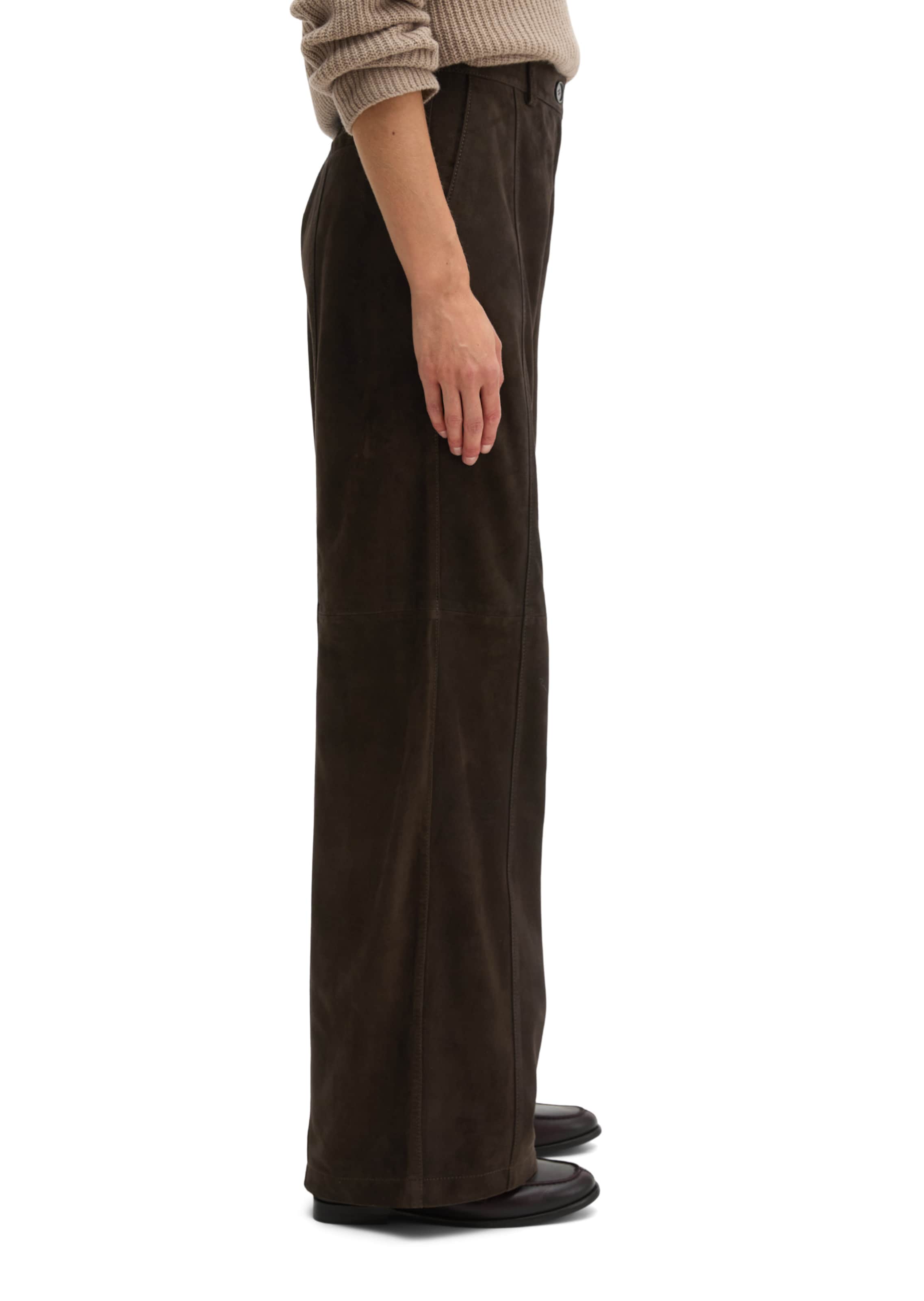 Marc O'Polo Wide leg Broek in Bruin: zijkant