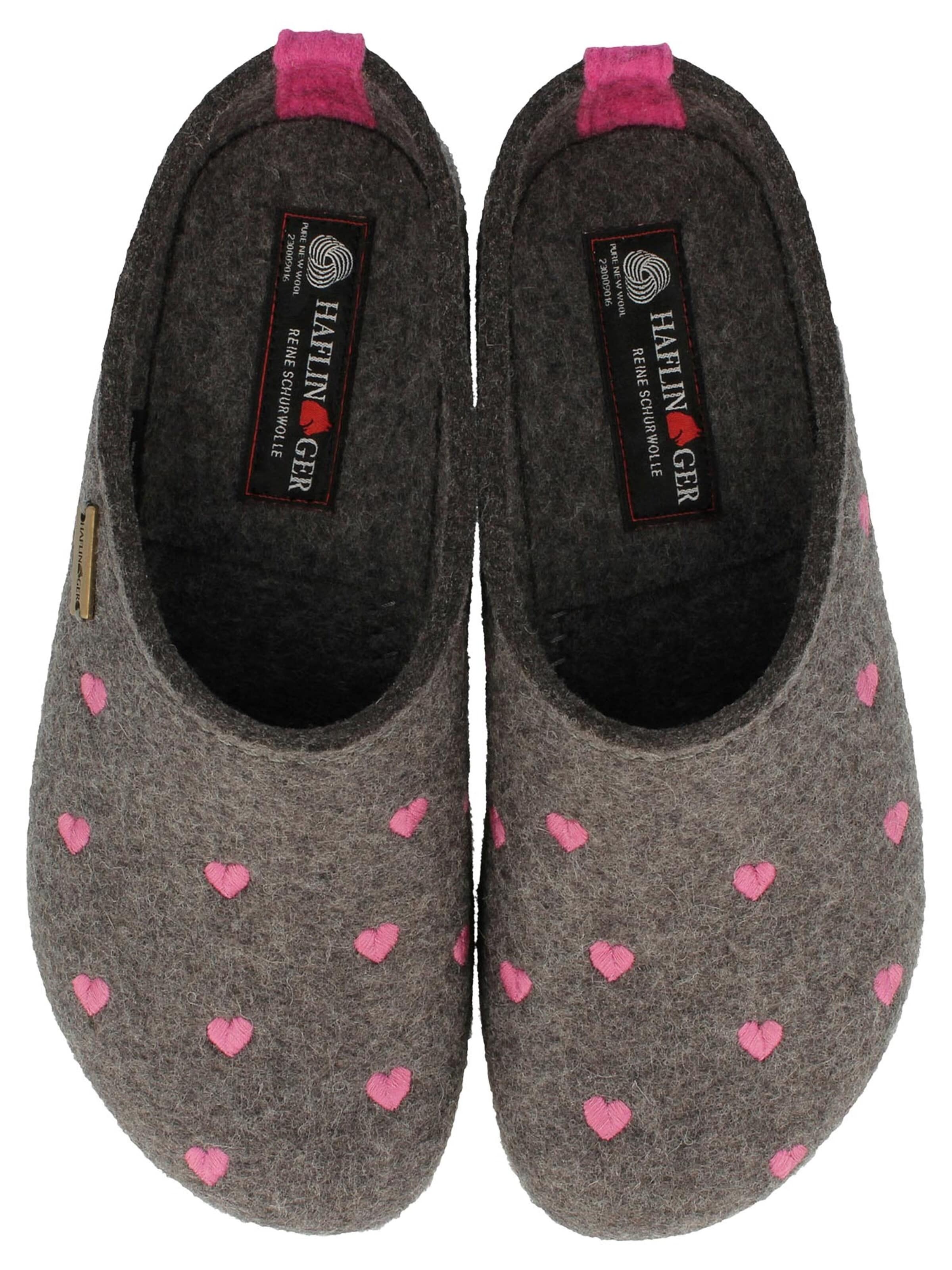 HAFLINGER Clogs 'Grizzly Cuoricini' in Grijs