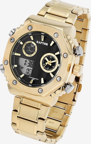 Raptor Analoguhr 'mit Dual-Time und Edelstahlarmband' in Gold: Vorderseite
