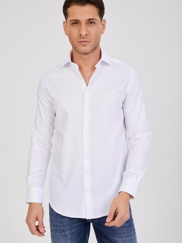 Slim fit Camicia business 'Firenze Satin Man Shirt Black' di 7Camicie in bianco: frontale