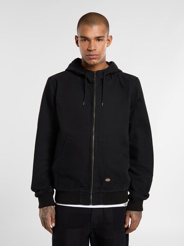 DICKIES Кофта на молнии в Черный: спереди
