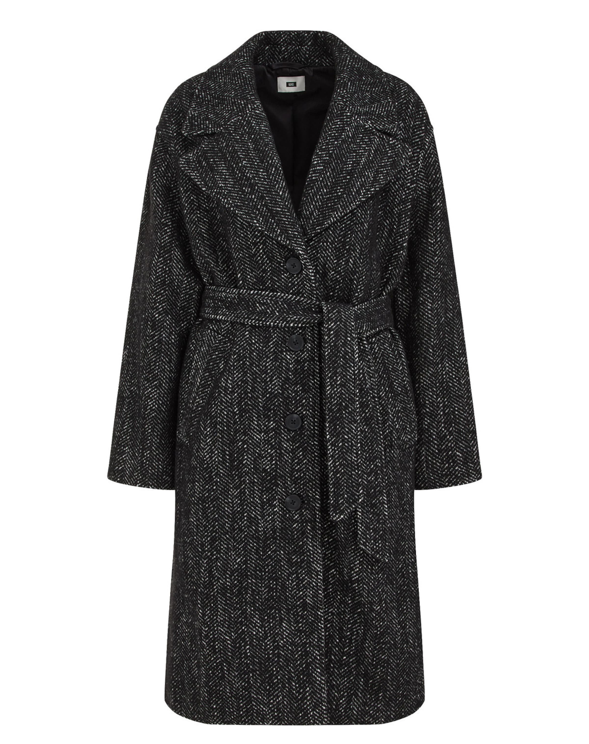 melns WE Fashion Starpsezonu mētelis: no priekšpuses