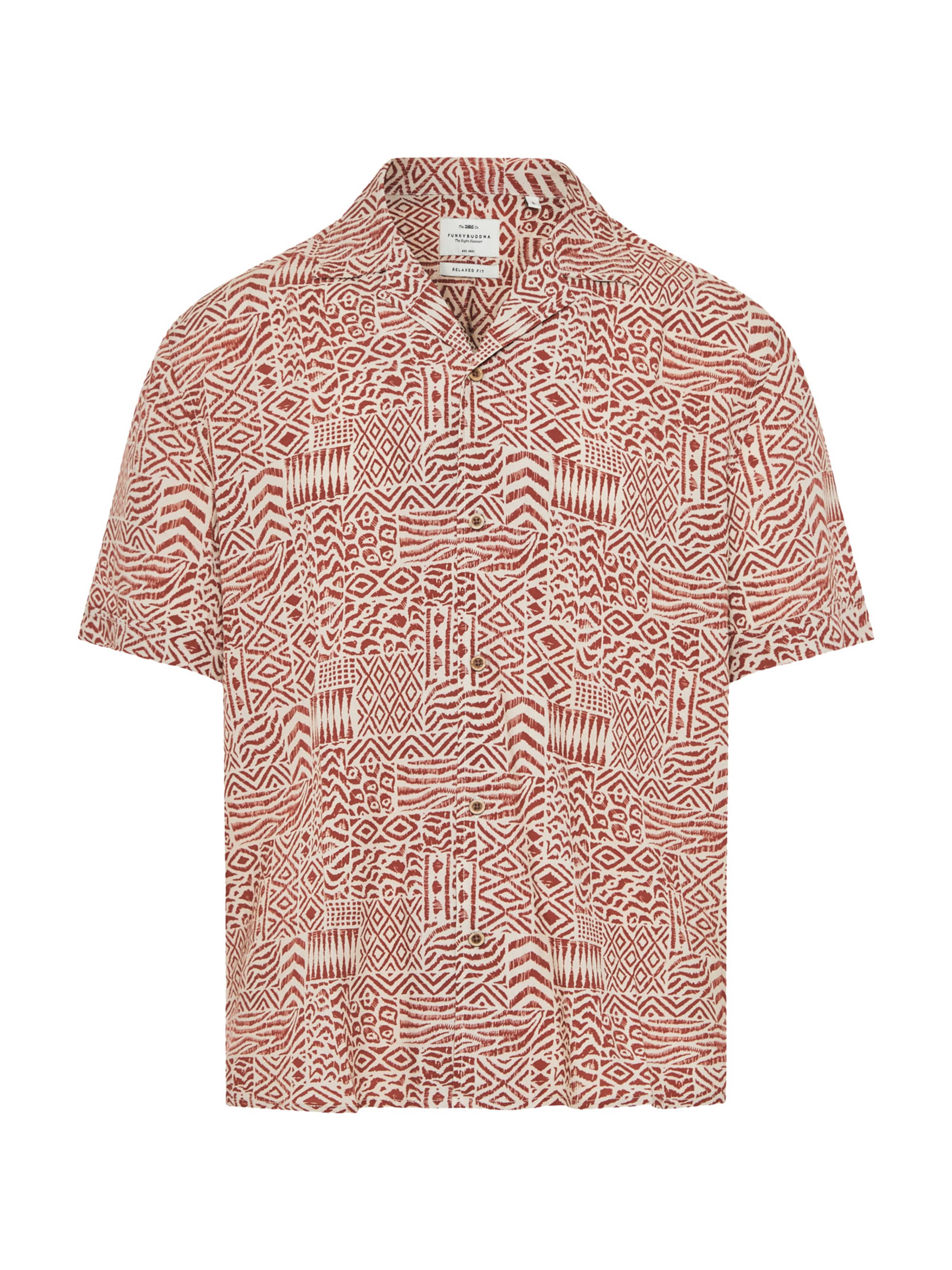 Funky Buddha Comfort Fit Πουκάμισο σε μπεζ: μπροστά