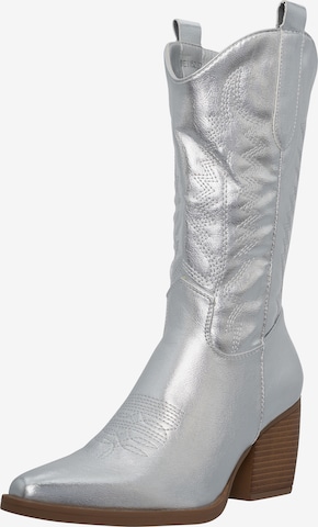 Bottes de cowboy Elara en argent : devant