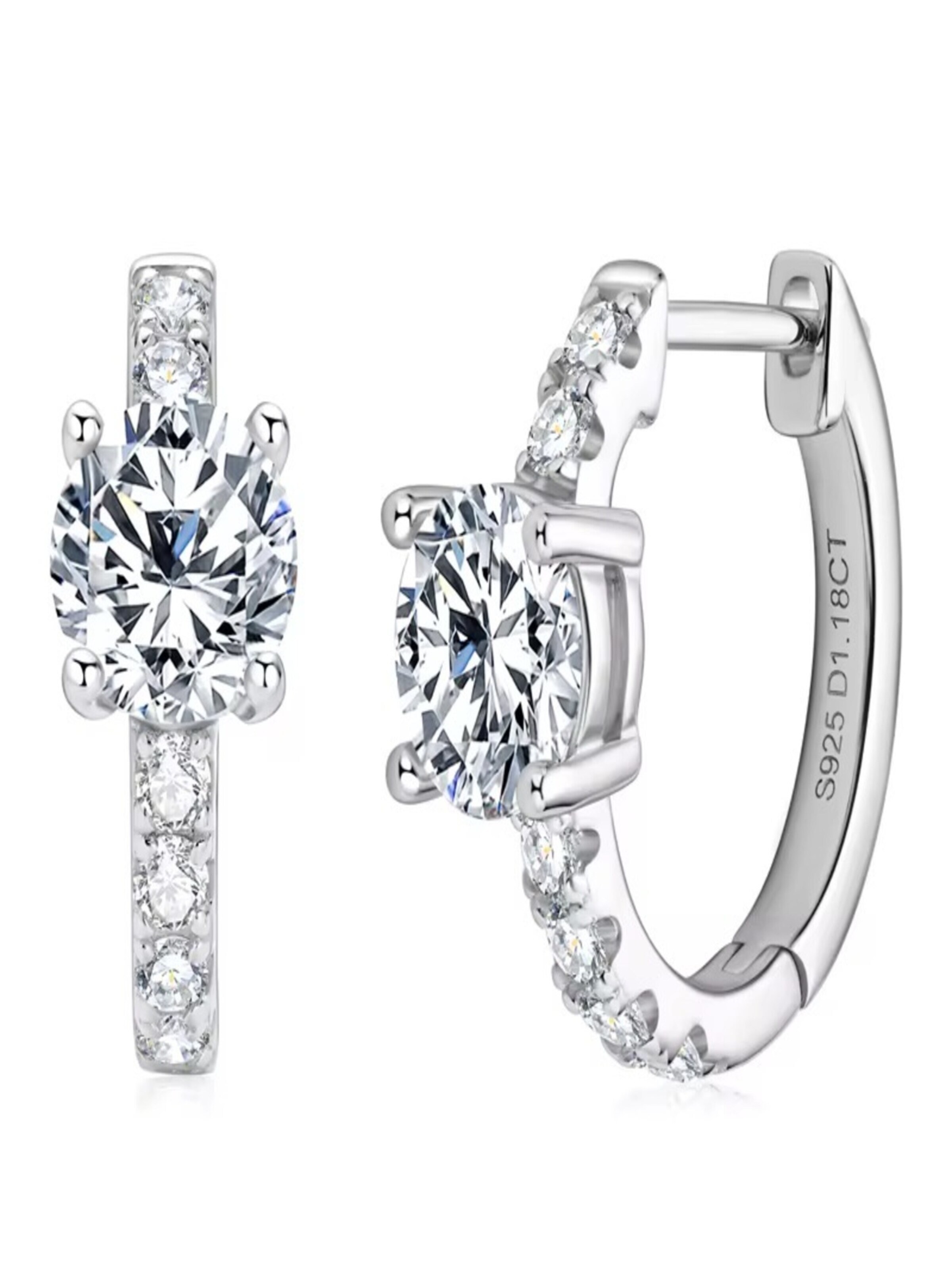 ROUGEMONT Jewellery Ohrringe 'Luxuriöse Moissanit Creolen'‌ in Silber: Vorderseite