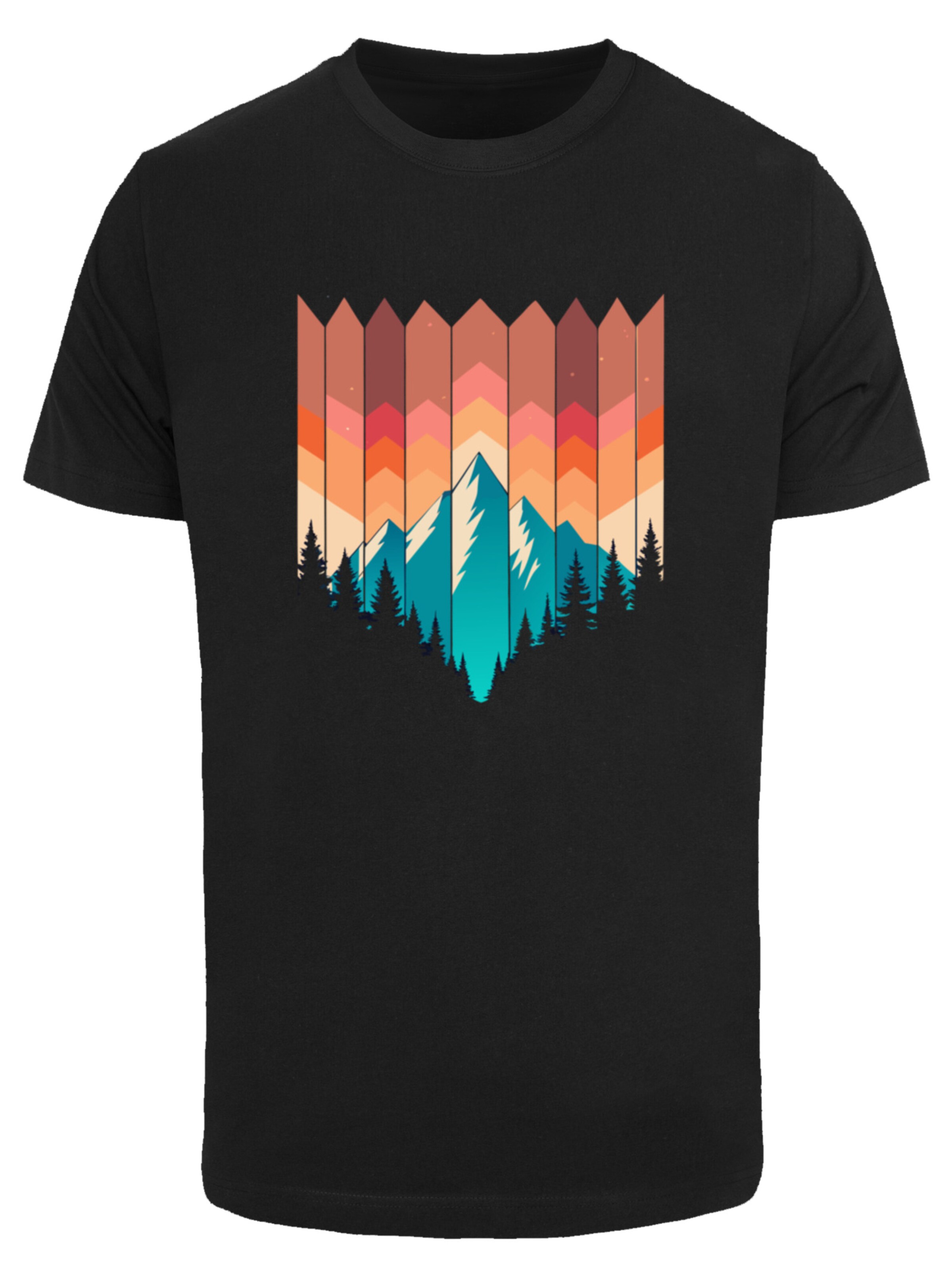 T-Shirt ' Berg Sonnenuntergang' F4NT4STIC en noir : devant