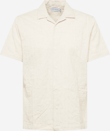 TOPMAN Regular fit Button Up Shirt in Beige: front