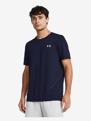 UNDER ARMOUR Performance Shirt 'Seamless Grid' in Blue: front