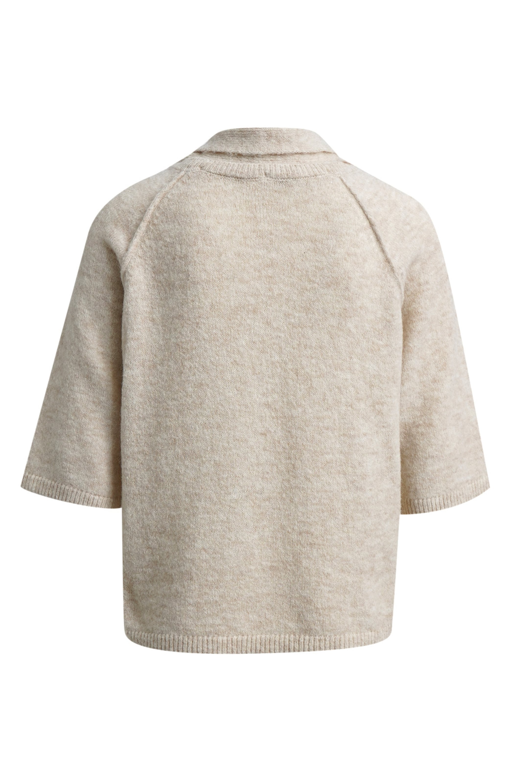 Smith&Soul Kurzarm-Pullover mit Schalkragen in Beige