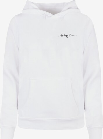 Sweat-shirt 'Be Happy' Merchcode en blanc : devant