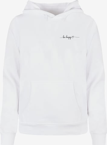 Merchcode Sweatshirt 'Be Happy' in Weiß: predná strana