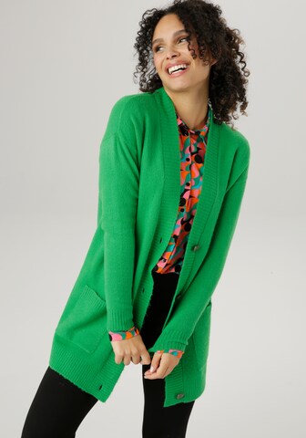 Aniston SELECTED Knit Cardigan in Green: front