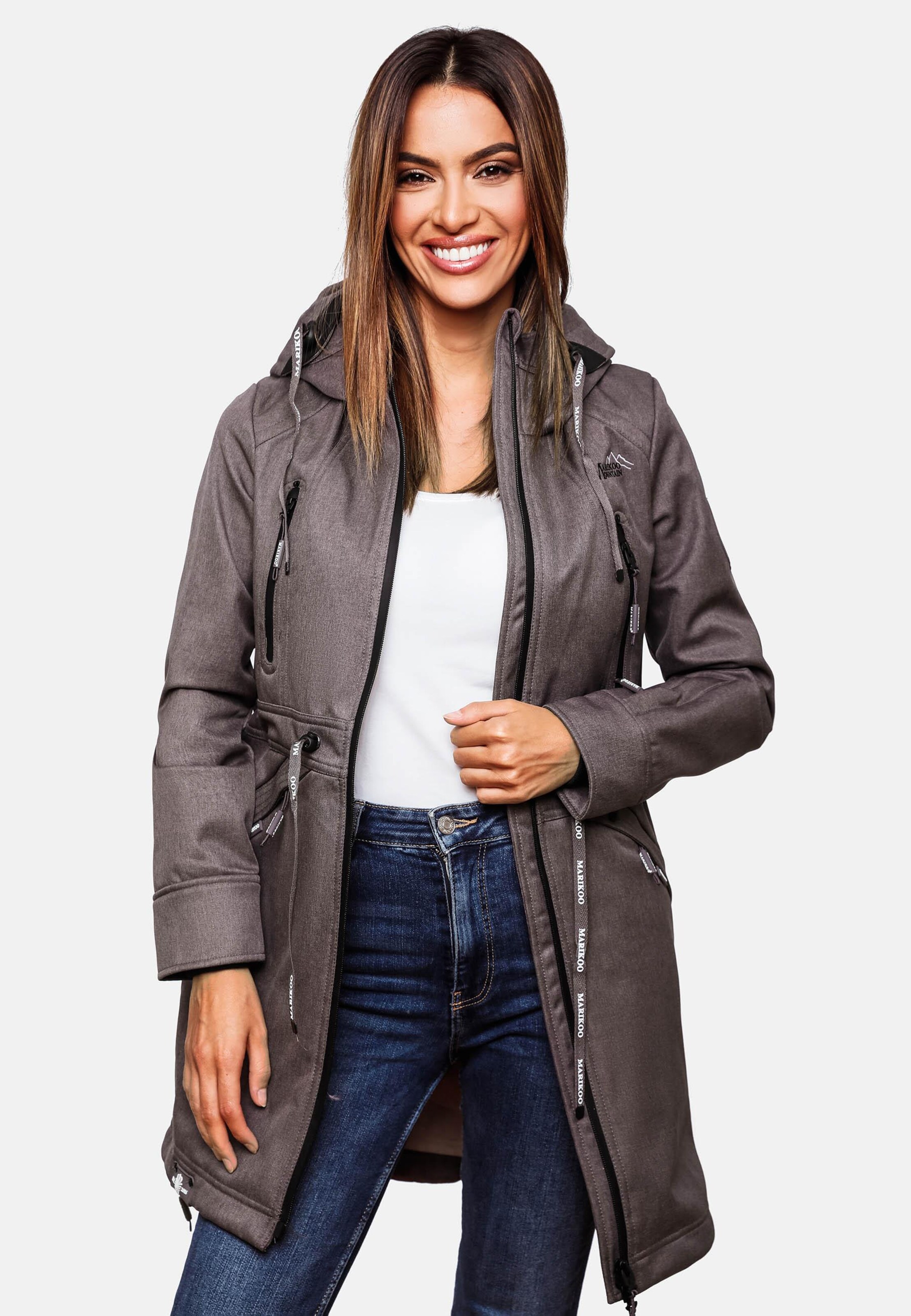 Dark grey parka womens top