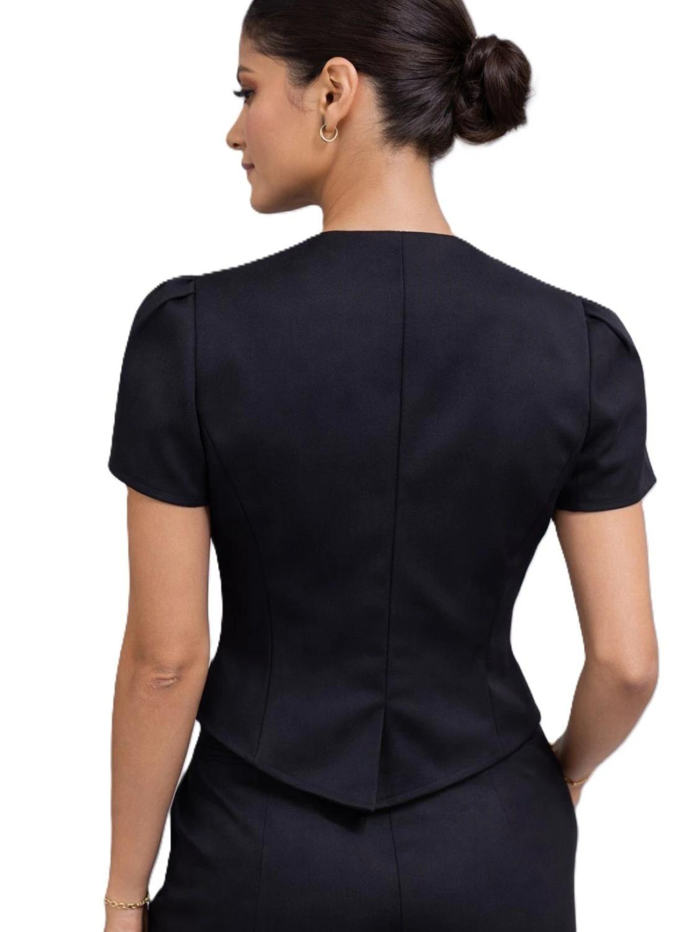 Veste bavaroise 'Black Asymmetrical Jacket with Tulip Sleeves' BIBI SAKALIEVA en noir