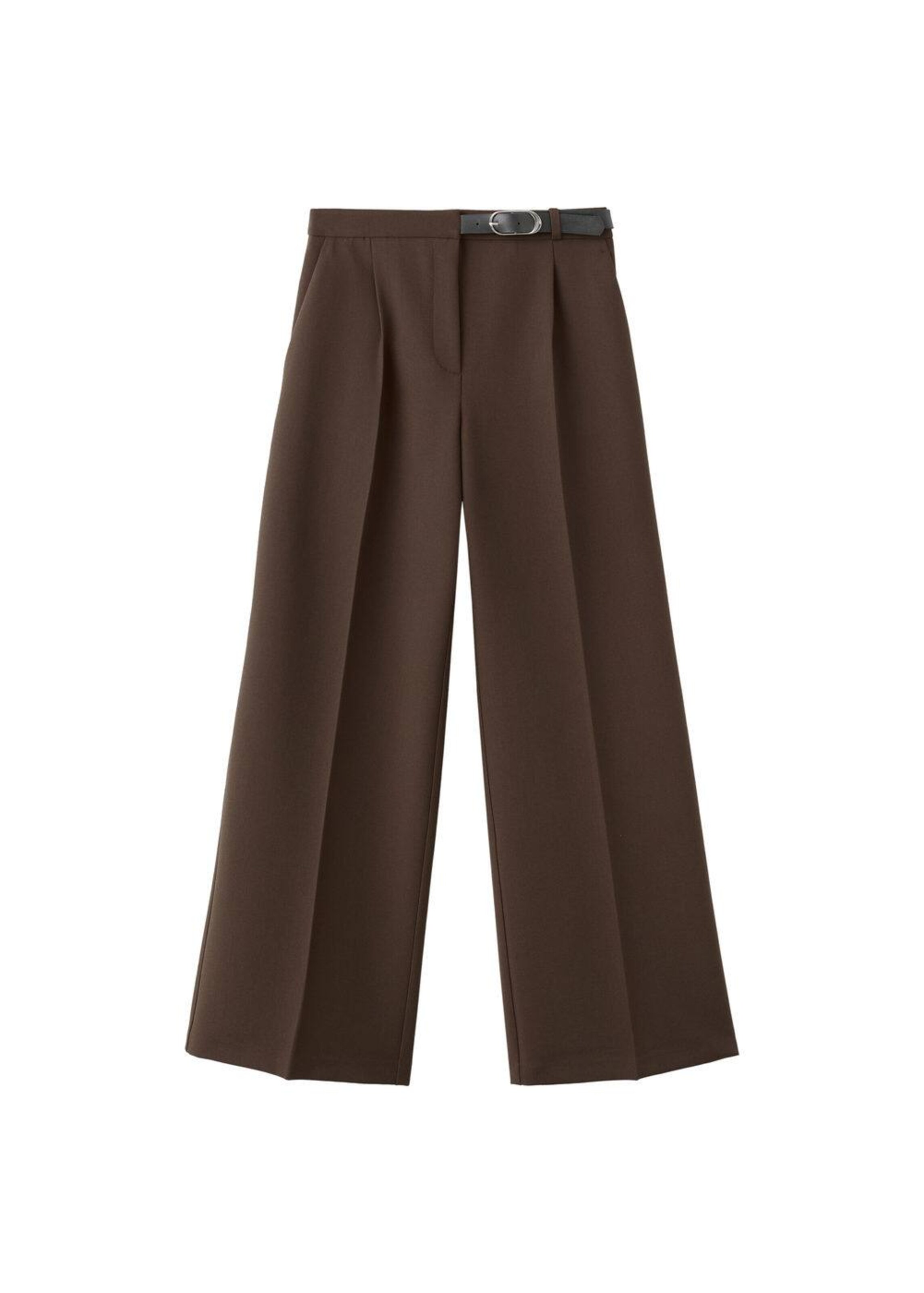 MANGO Regular Pleat-Front Pants 'Cinta' in Brown: front