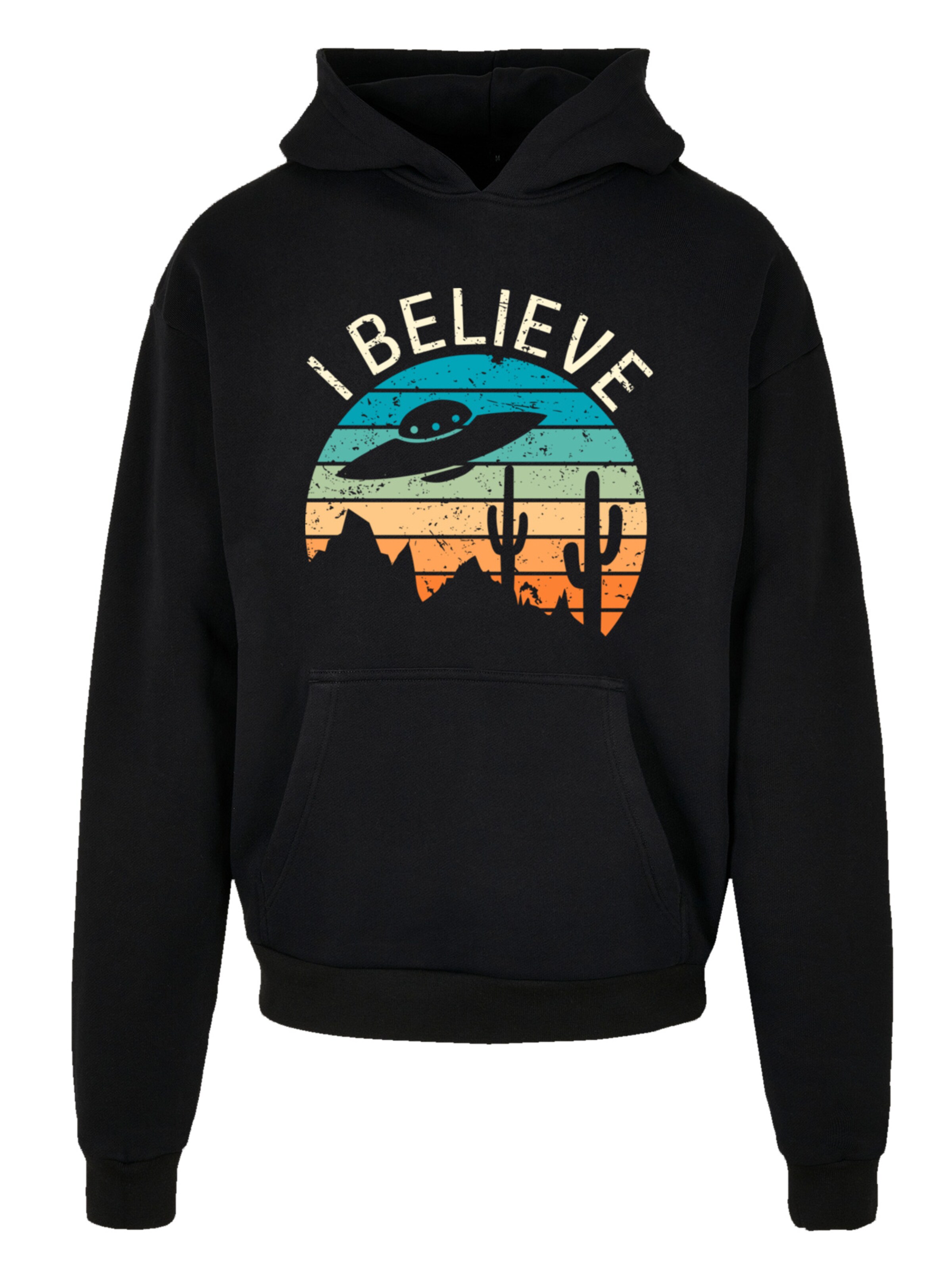 F4NT4STIC Sweatshirt 'I Believe UFO' in Black: front