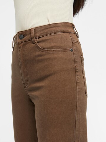 OBJECT Wide leg Jeans 'Savannah' in Brown
