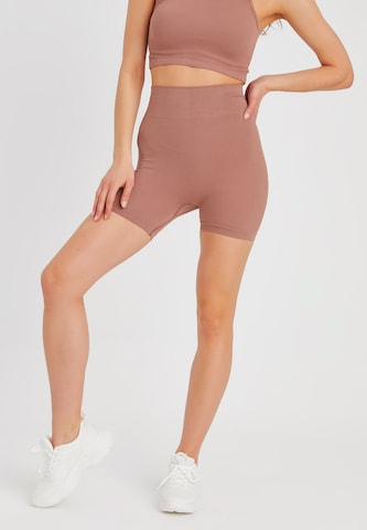 Leif Nelson Slim fit Leggings in Brown: front