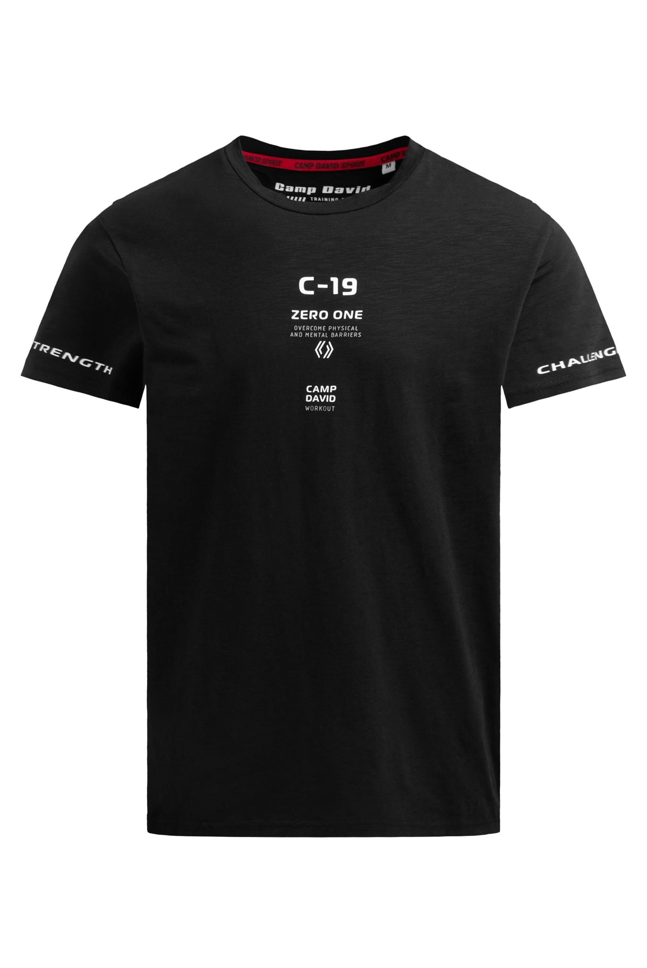CAMP DAVID T-Shirt Relaxed Fit mit Artworks in Schwarz: Vorderseite
