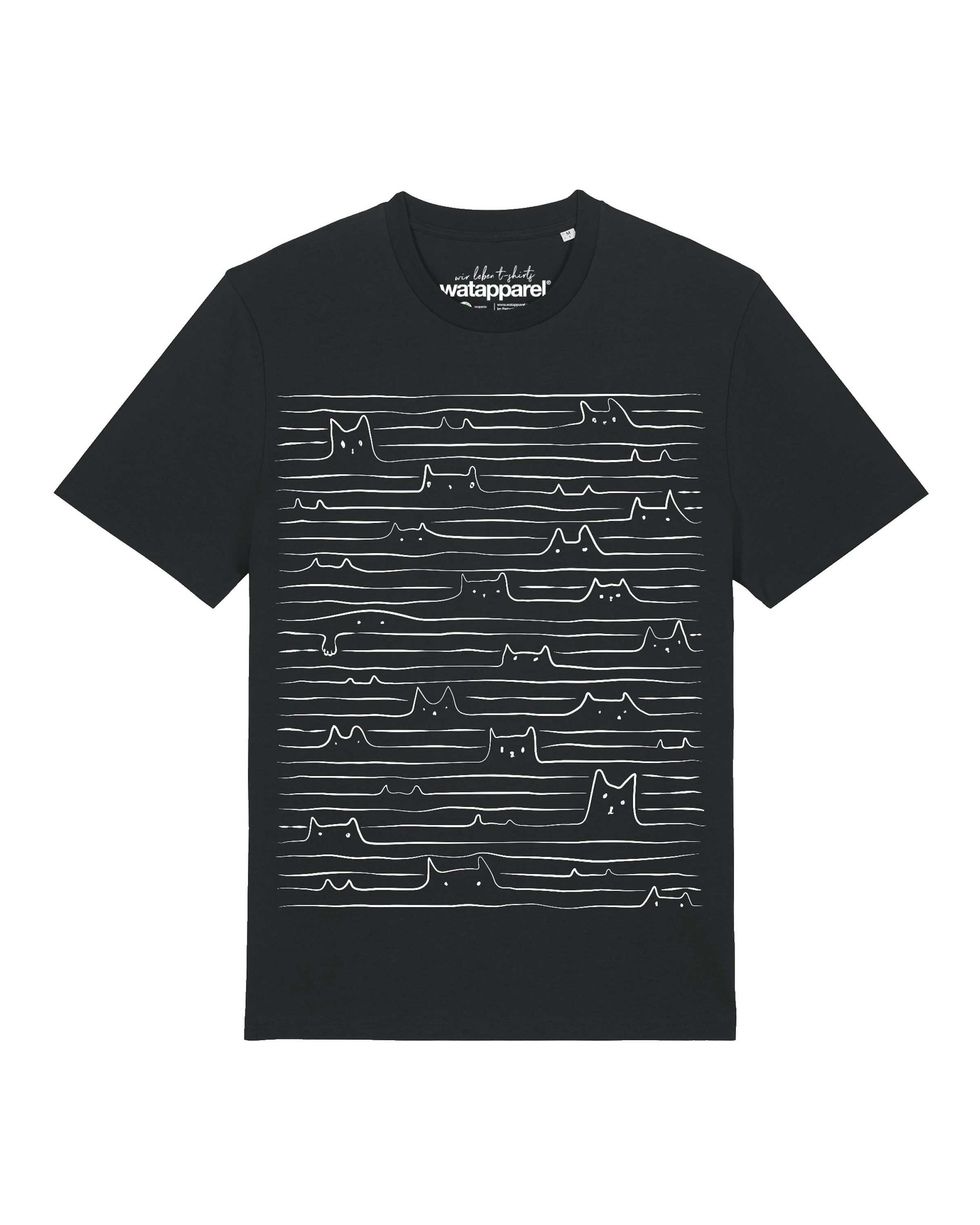 Watapparel Shirt 'Doodle Cats' in Zwart: voorkant