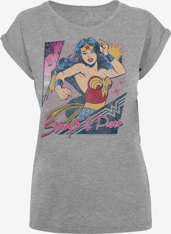 F4NT4STIC Shirt 'DC Comics Wonder Woman Strength & Power' in Grey: front