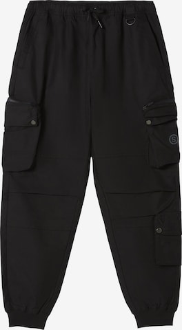 Bershka Дънки Tapered Leg Карго панталон в черно: отпред