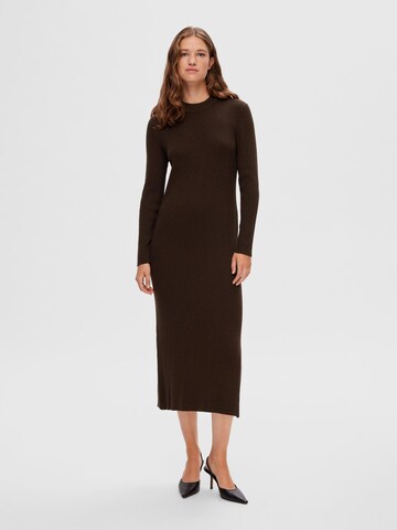 SELECTED Gebreide jurk 'ELOISE' in Bruin