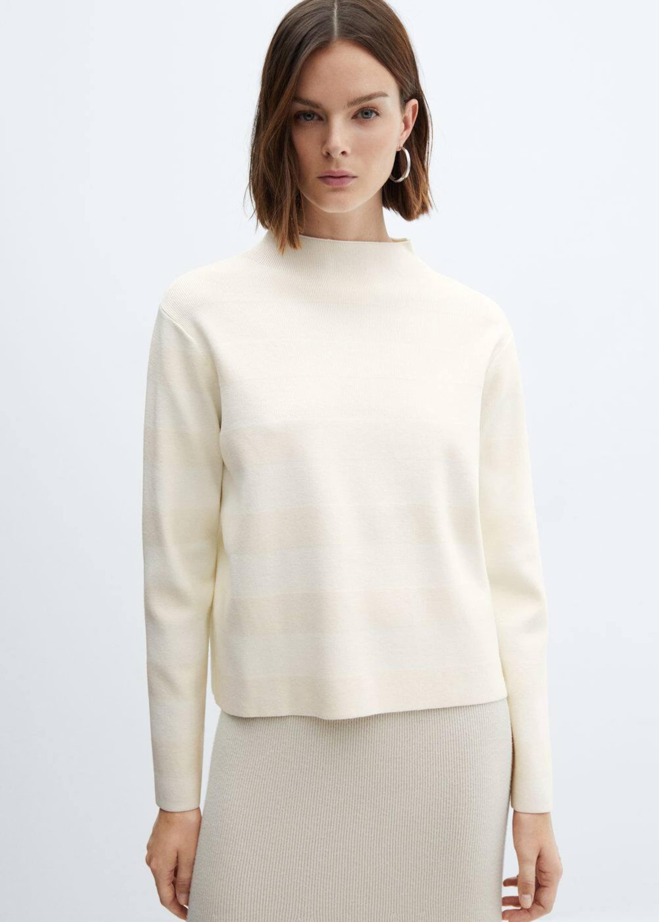 MANGO Trui Chimney in Beige Ecru ABOUT YOU