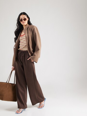 PIECES Wide leg Pants 'PCChilli' in Brown