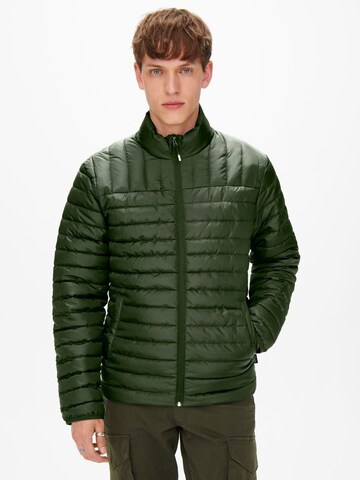 Veste mi-saison Only & Sons en vert : devant