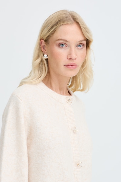 b.young Gebreid vest in L in de kleur Wit gemêleerd, Productweergave