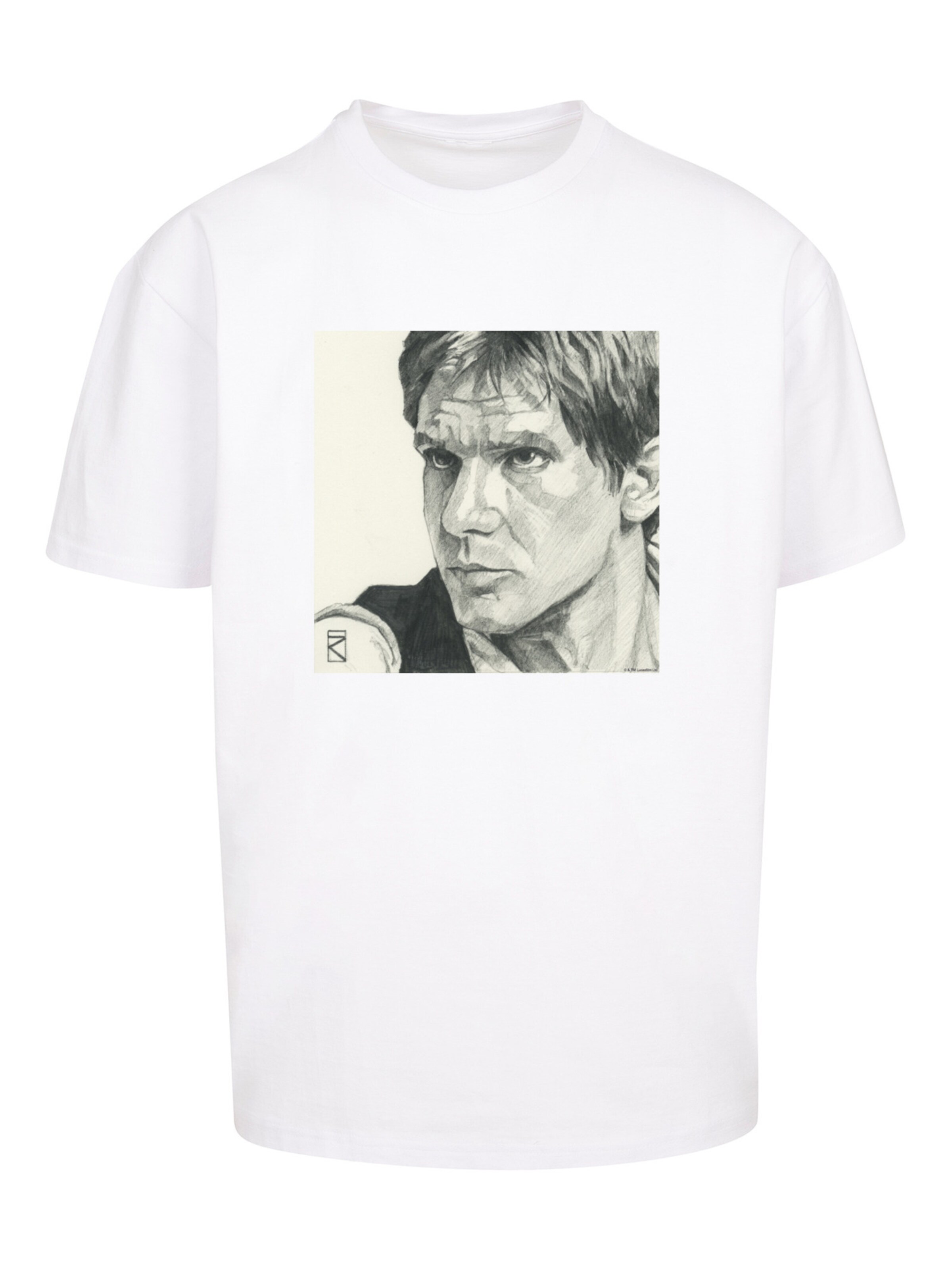 Maglietta 'Star Wars Han Solo Drawing' di F4NT4STIC in bianco: frontale