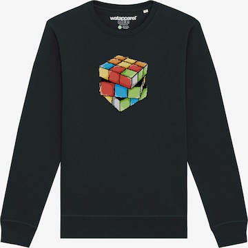 Watapparel Sweatshirt 'Pixel Zauberwürfel' in Schwarz: Vorderseite