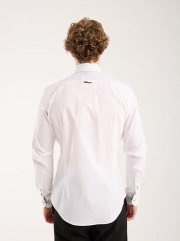 Slim fit Camicia 'Donatello Iconic Poplin Stretch Man Shirt Red' di 7Camicie in bianco