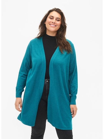 Zizzi Gebreid vest in Blauw: voorkant