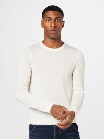 BOSS Пуловер 'Leno' в бяло: отпред