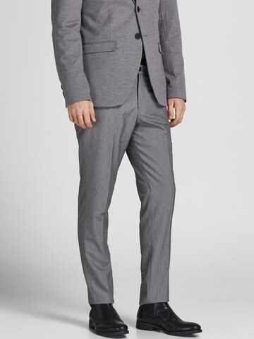 JACK & JONES Slim fit Trousers with creases 'Franco' in Grey