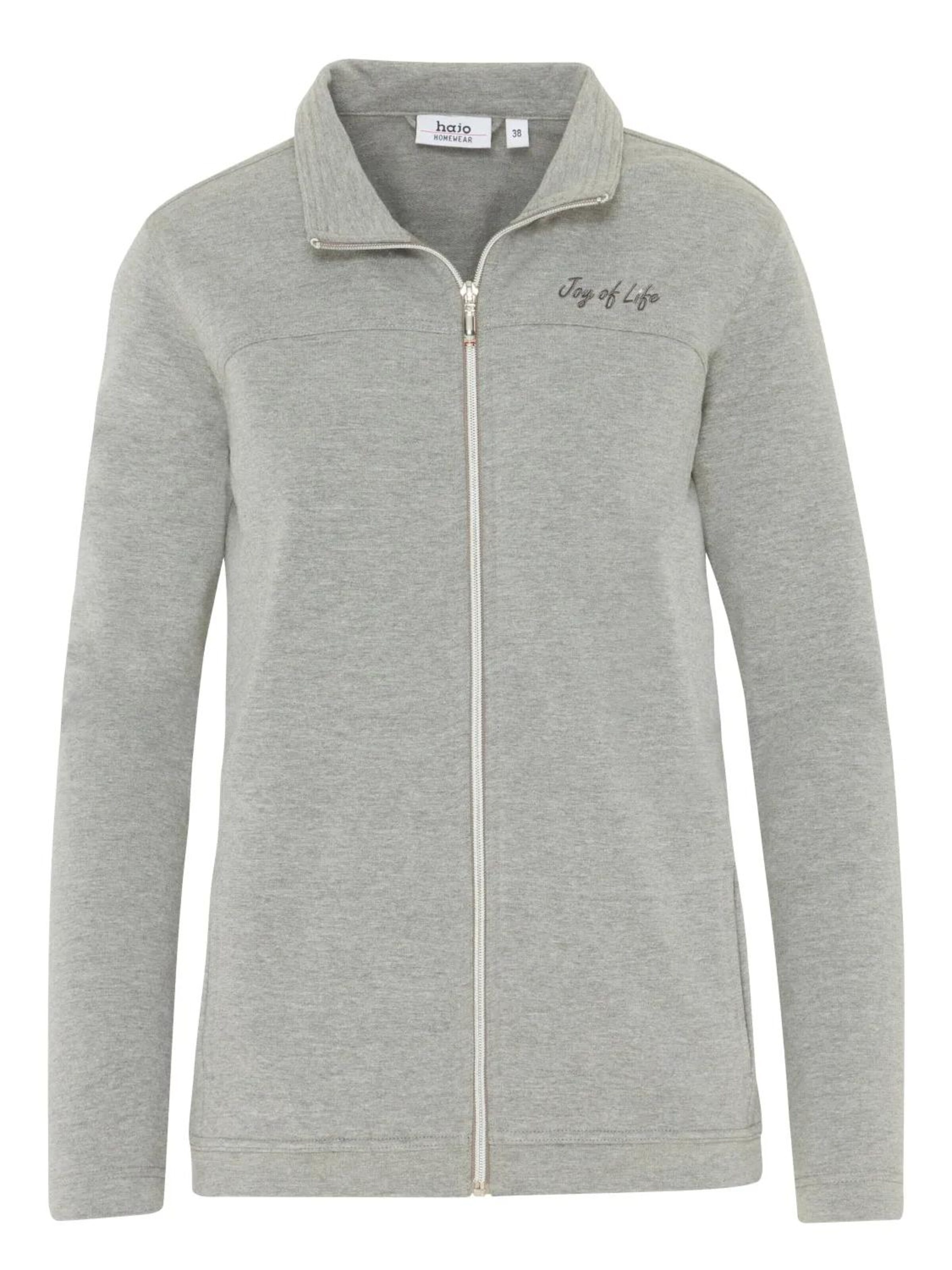 HAJO Zip-Up Hoodie 'Damen Freizeitjacke Premium Komfort' in Grey: front