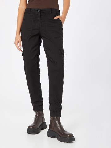 MORE & MORE Tapered Cargo Pants in Black: front