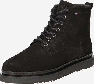 TOMMY HILFIGER Lace-Up Boots in Black: front