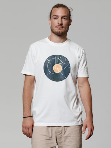 Watapparel Shirt ' Broken Vinyl ' in Wit: voorkant