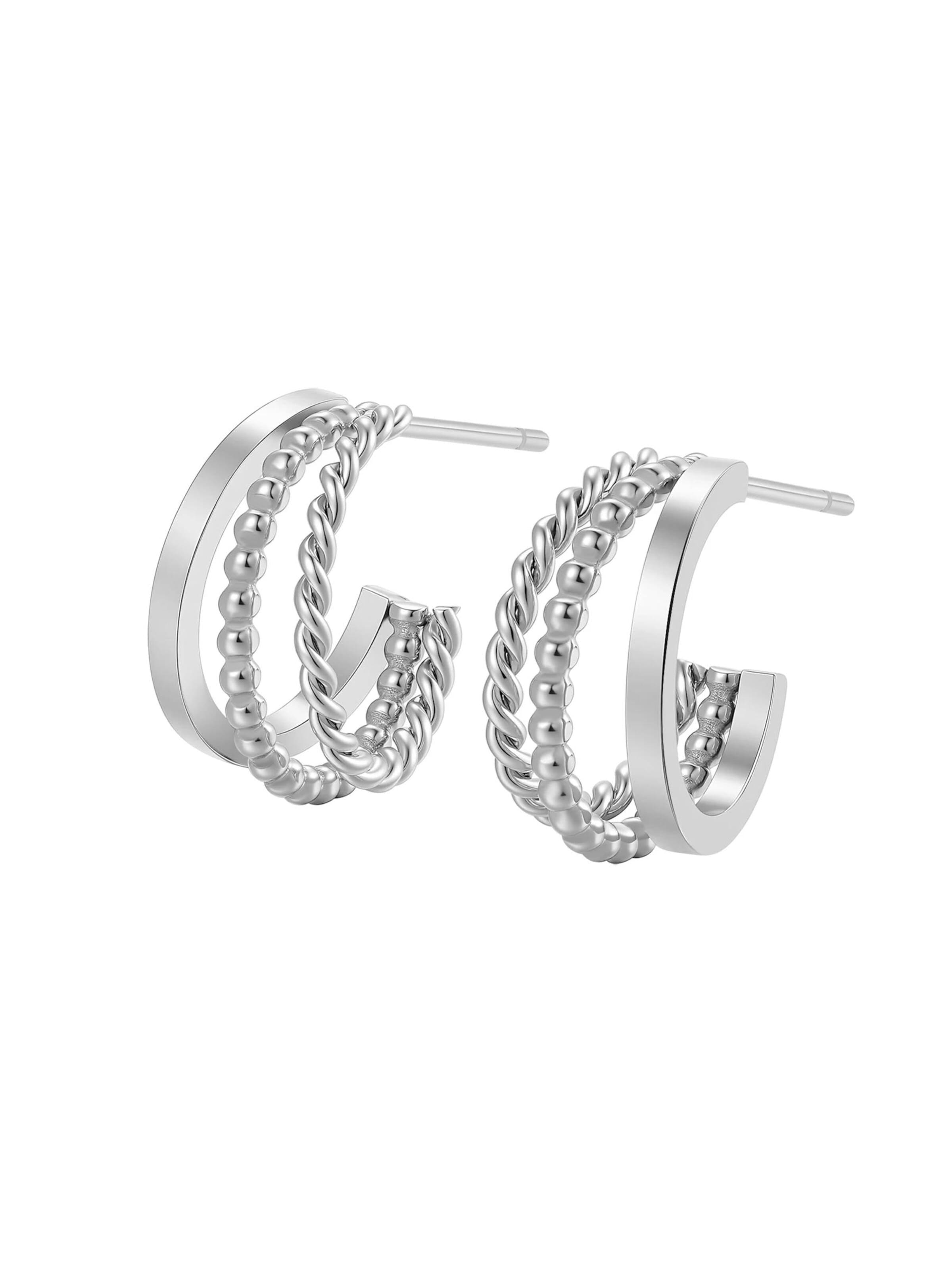 Boucles d'oreilles 'Twist & Bead' Hey Happiness en argent