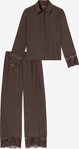 SCHIESSER Pyjama 'Modern Lace' in Bruin: voorkant